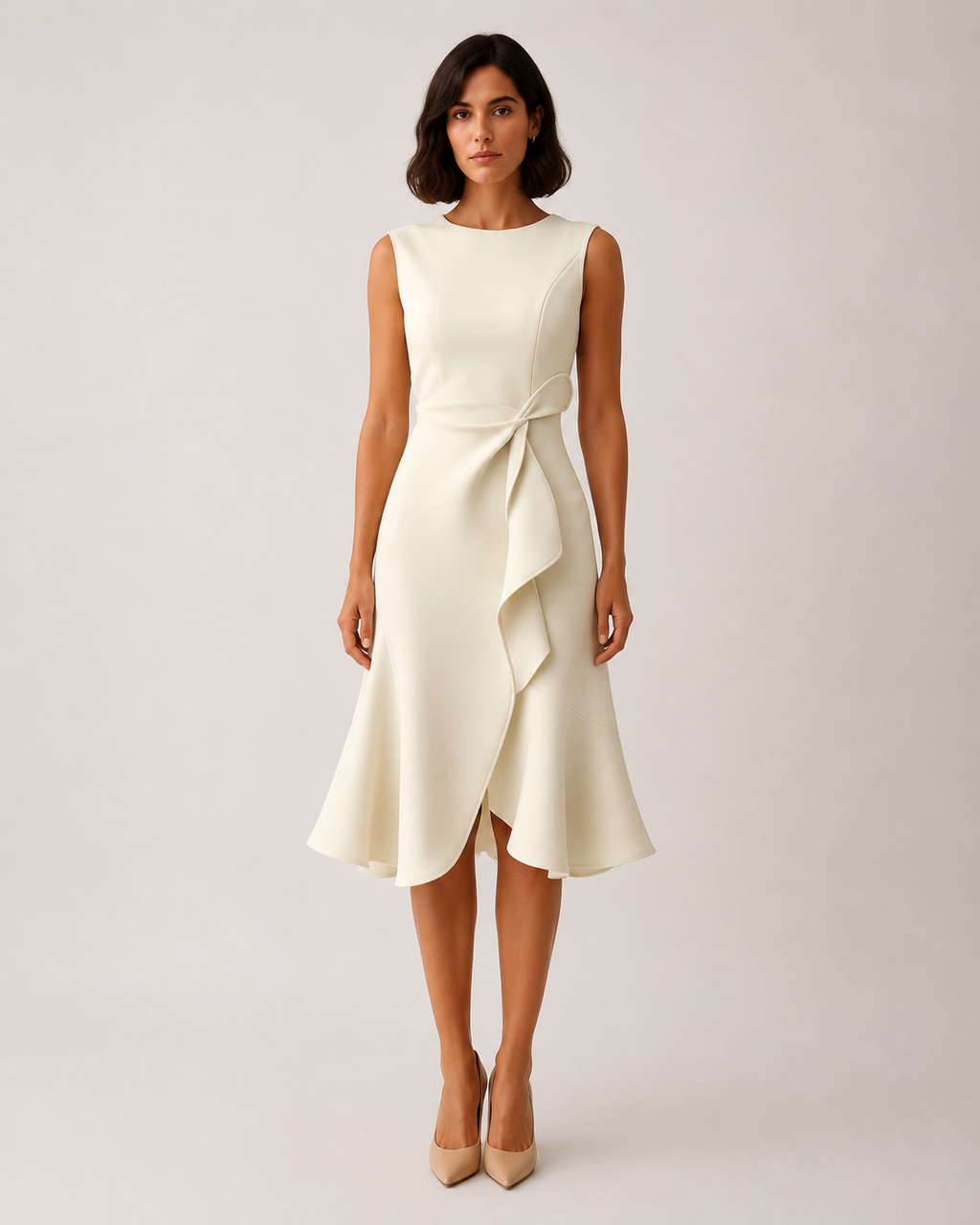 Asymmetric Sleeveless Midi Dress for Women | Wedding Guest Occasion
