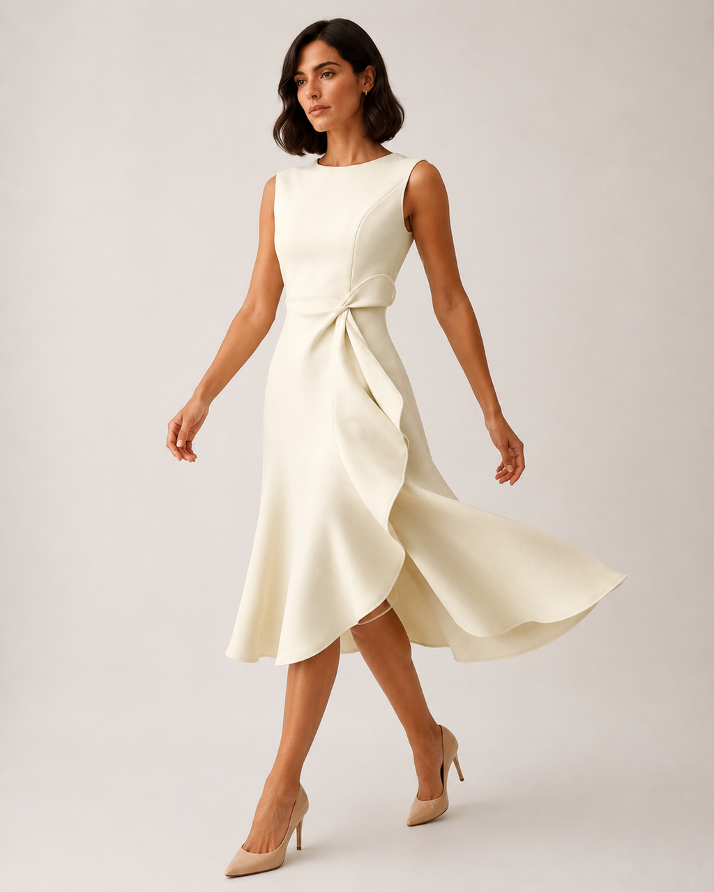 Asymmetric Sleeveless Midi Dress for Women | Wedding Guest Occasion
