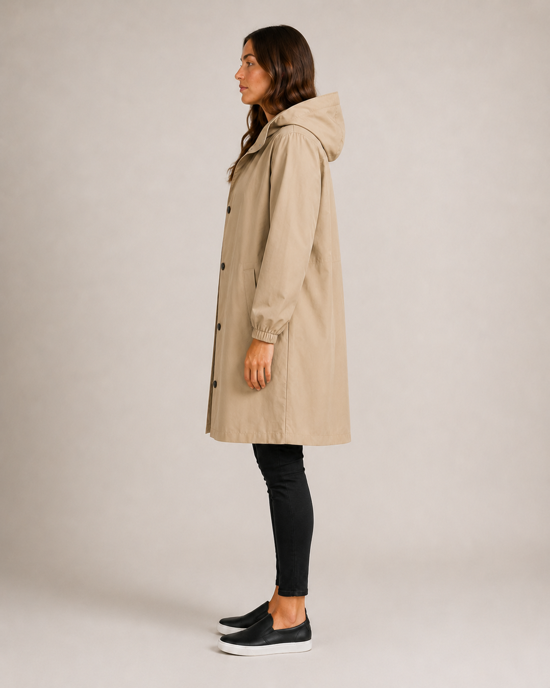 Lightweight Tailored Mid-Length Raincoat for Women