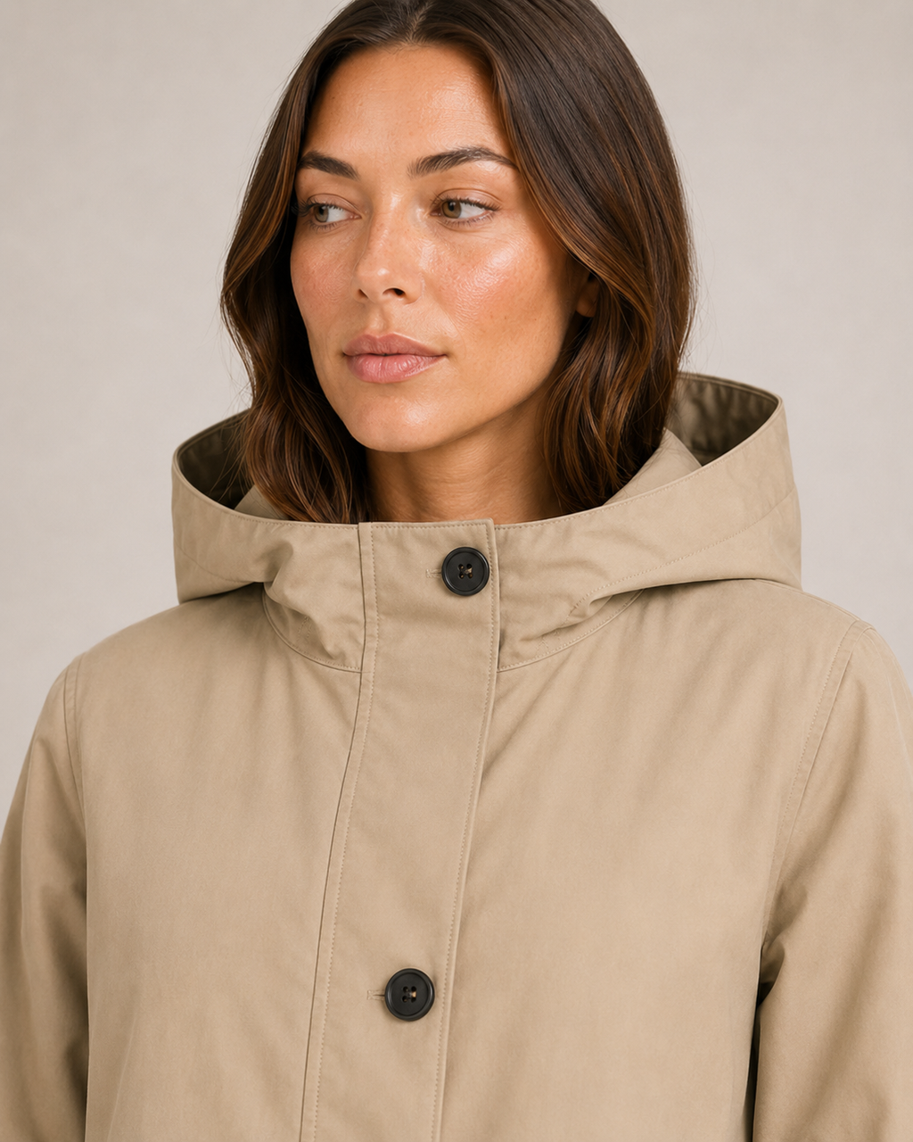 Lightweight Tailored Mid-Length Raincoat for Women