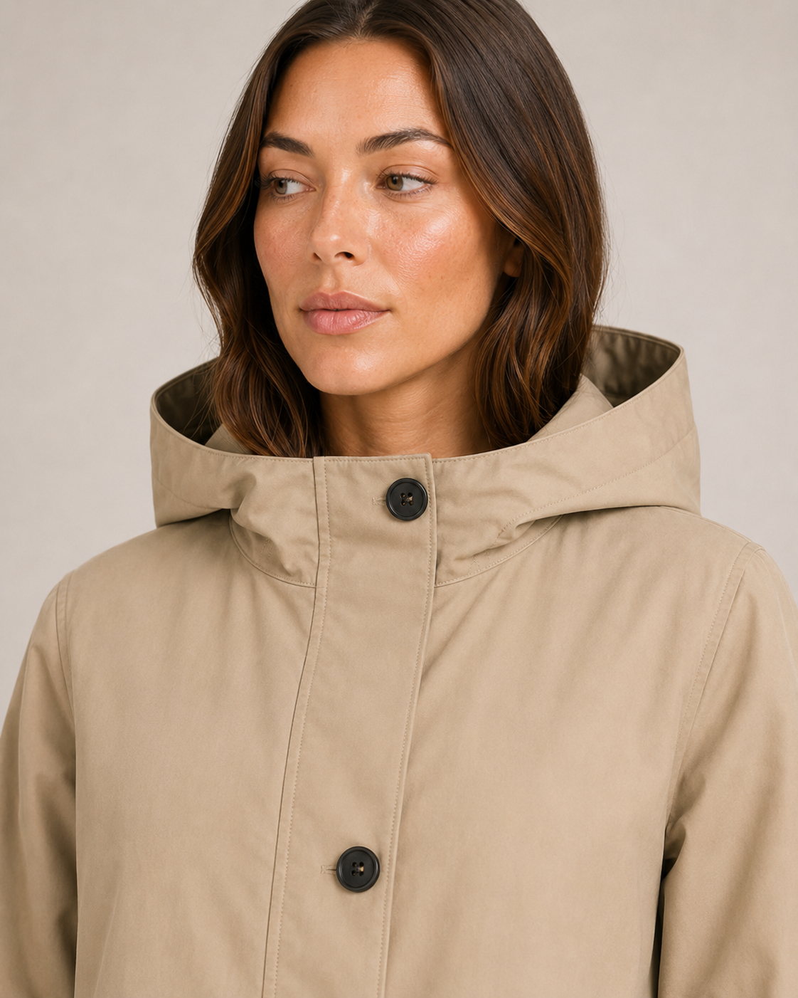 Lightweight Tailored Mid-Length Raincoat for Women