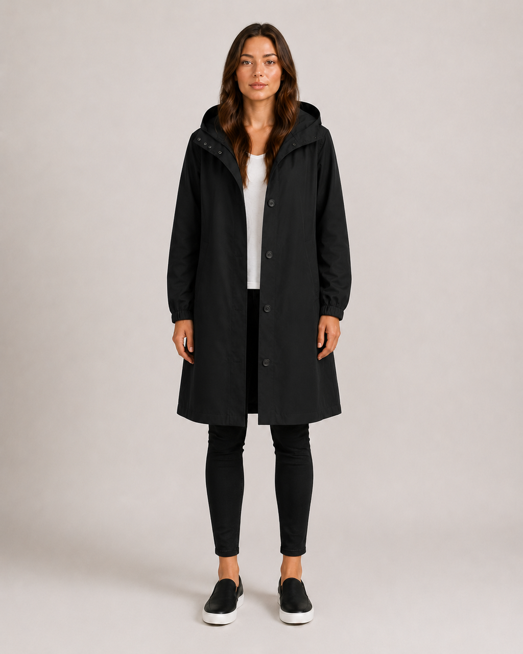 Lightweight Tailored Mid-Length Raincoat for Women