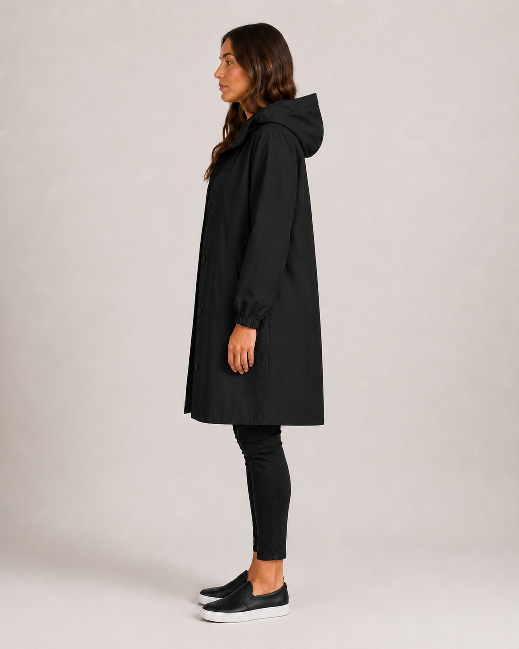 Lightweight Tailored Mid-Length Raincoat for Women