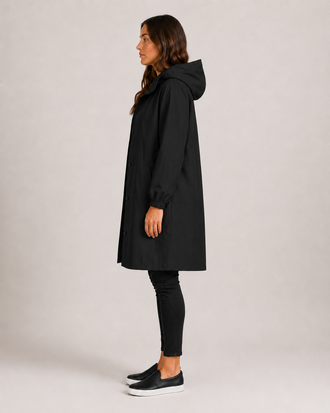 Lightweight Tailored Mid-Length Raincoat for Women
