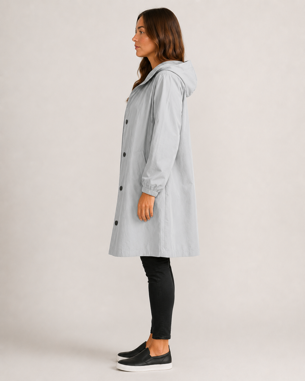 Lightweight Tailored Mid-Length Raincoat for Women