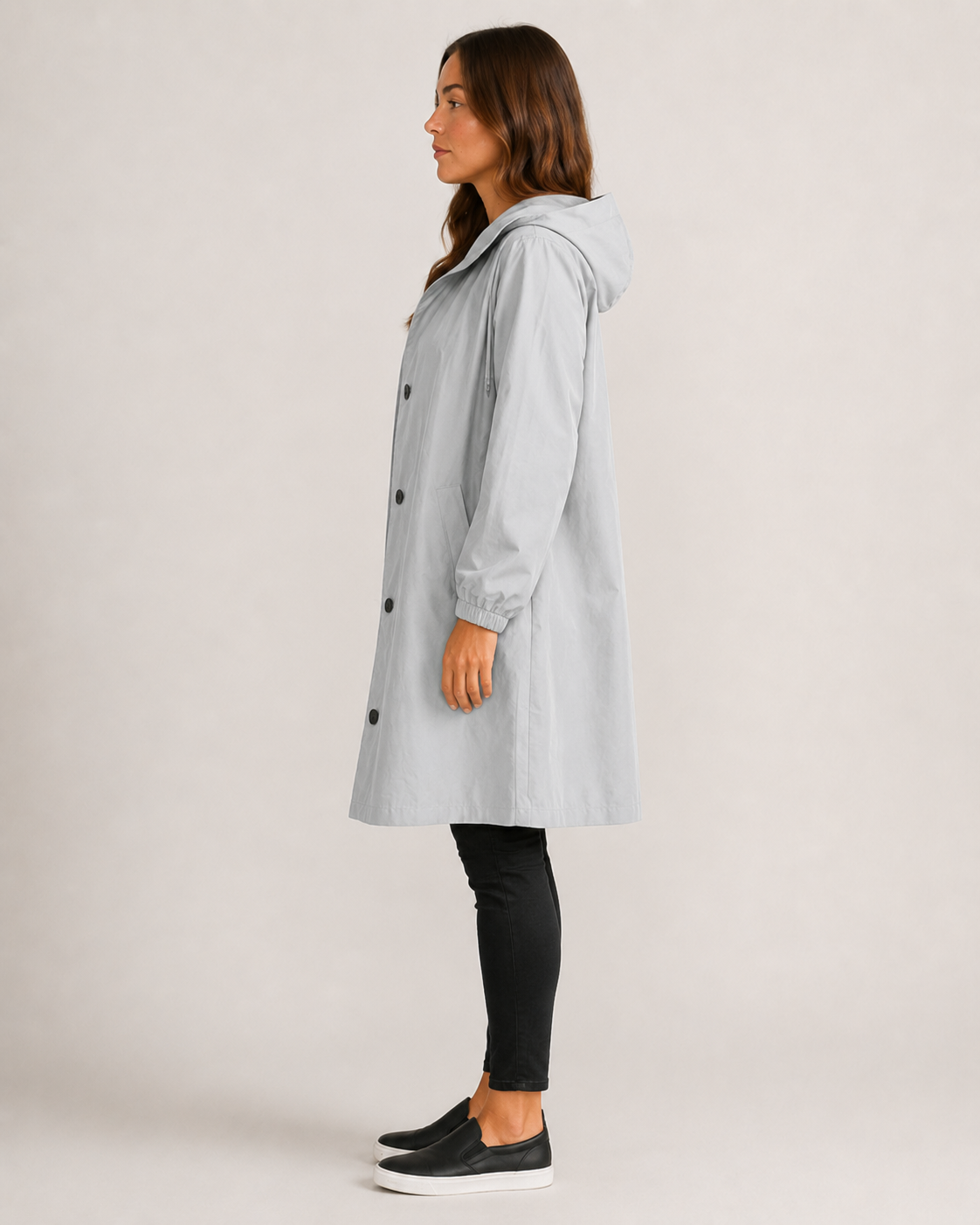 Lightweight Tailored Mid-Length Raincoat for Women