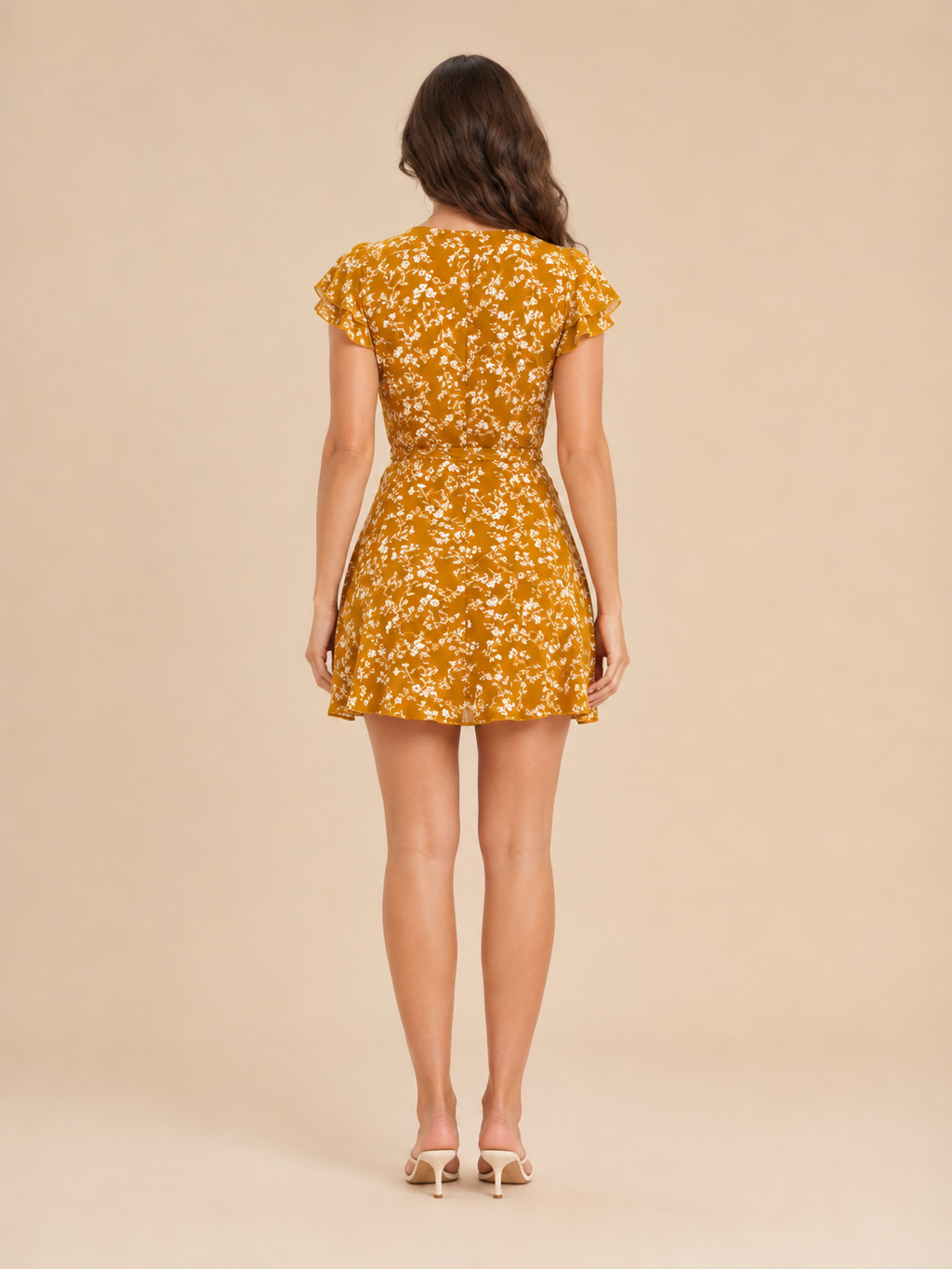 Yellow V-Neck Printed Midi Dress for Women | Summer Holiday