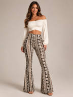 Printed Flared Low Waist Trousers for Women | Festival Evening Occasion Wear