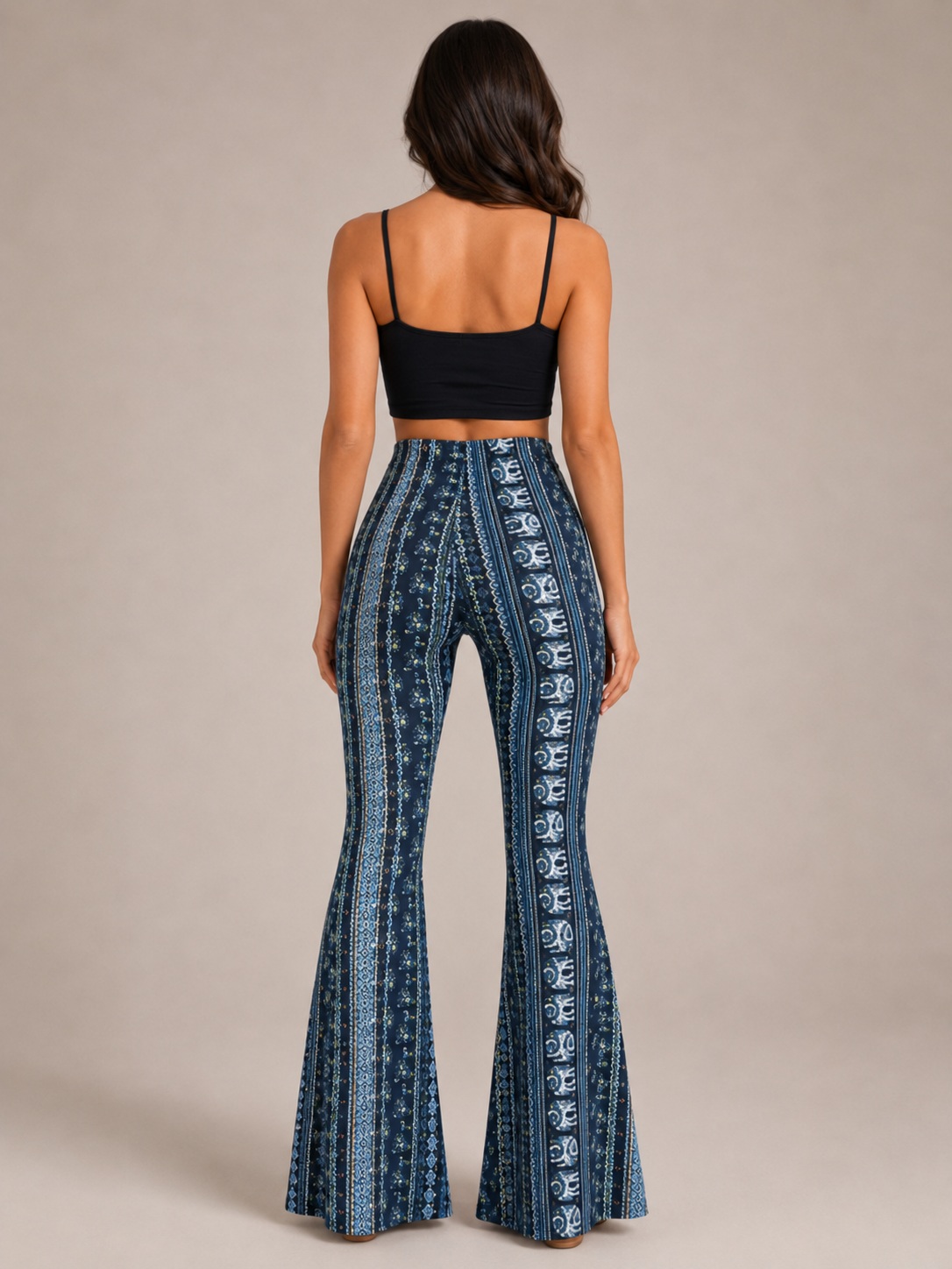 Printed Flared Low Waist Trousers for Women | Festival Evening Occasion Wear