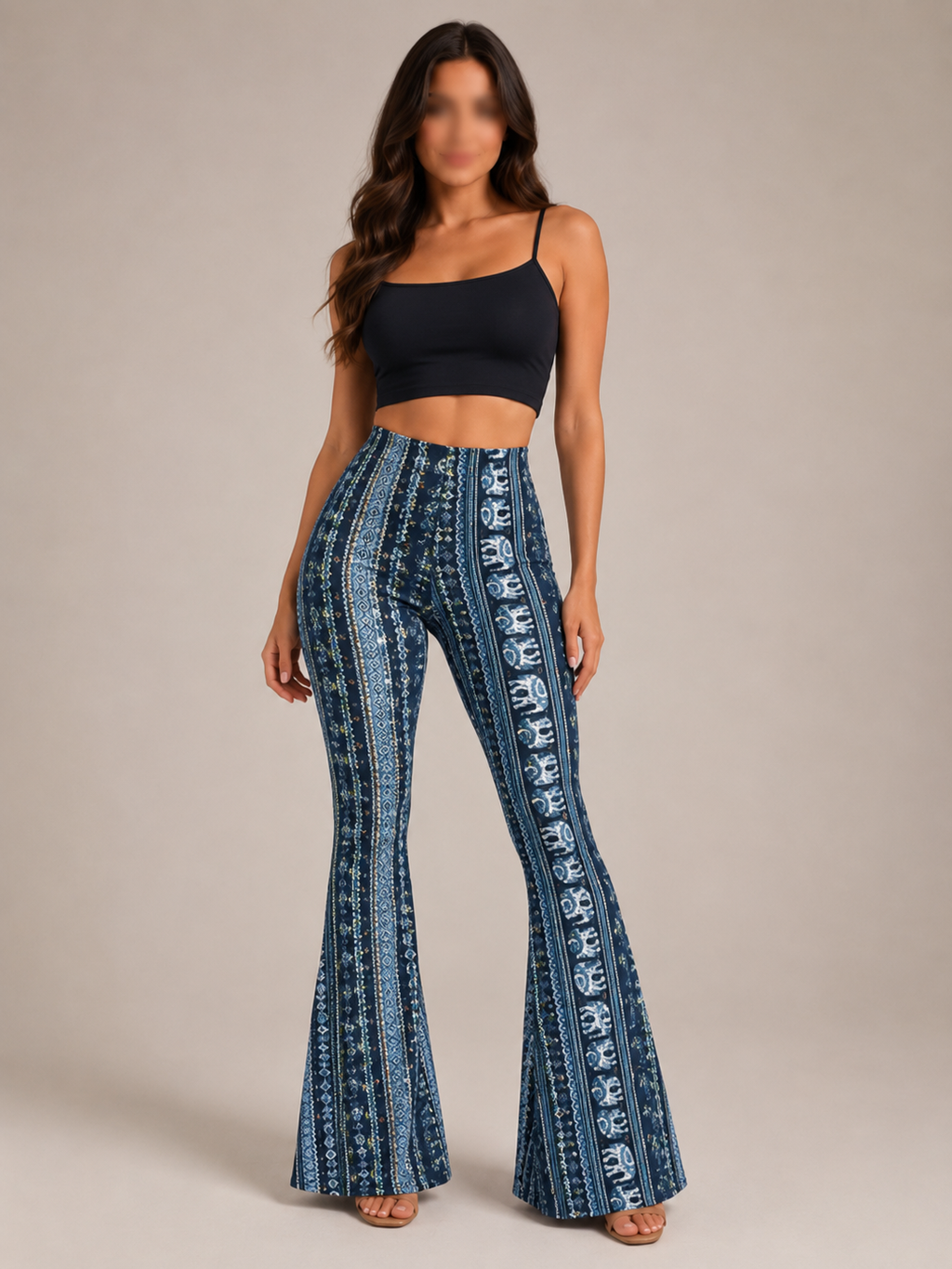 Printed Flared Low Waist Trousers for Women | Festival Evening Occasion Wear
