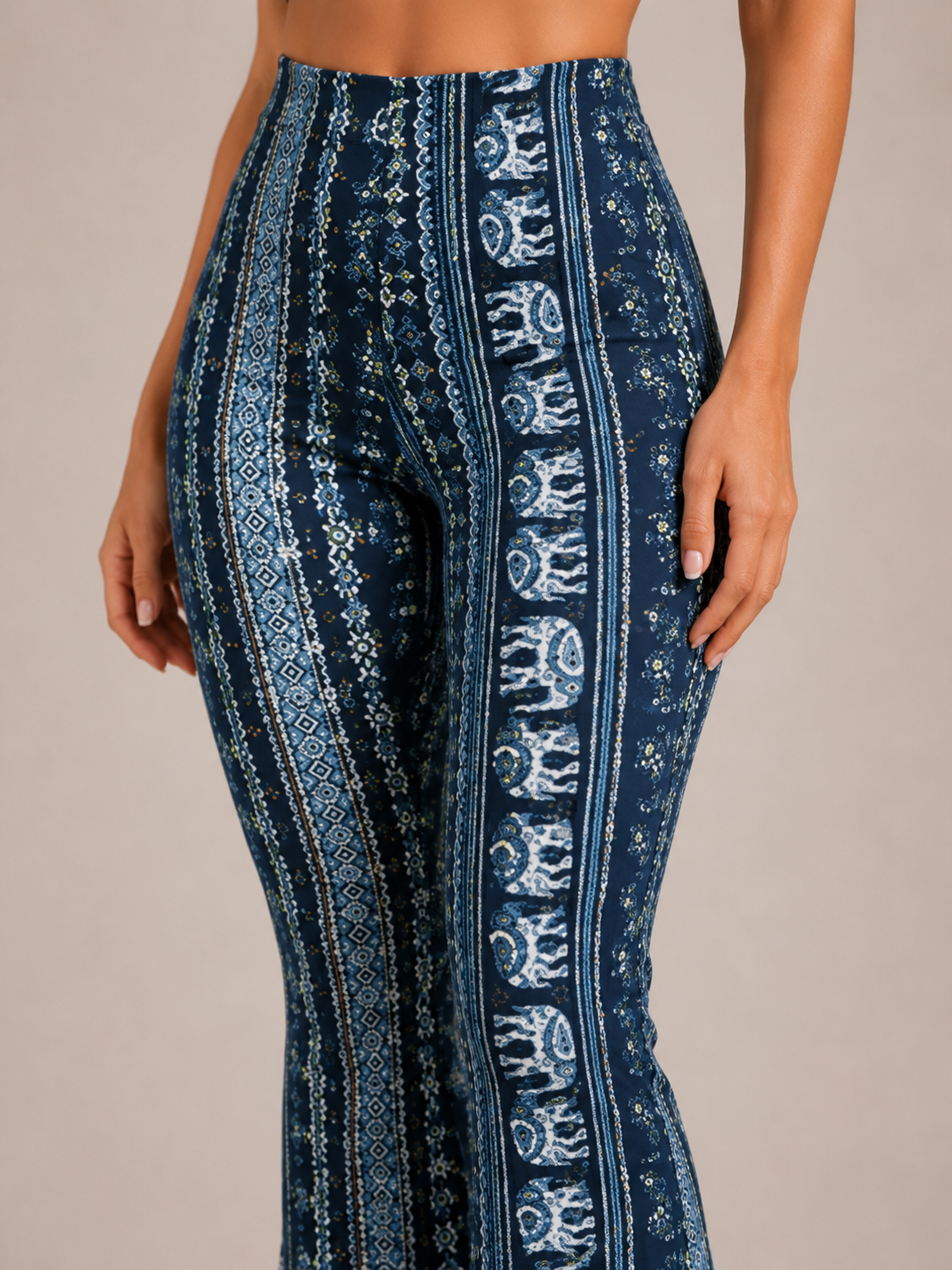 Printed Flared Low Waist Trousers for Women | Festival Evening Occasion Wear