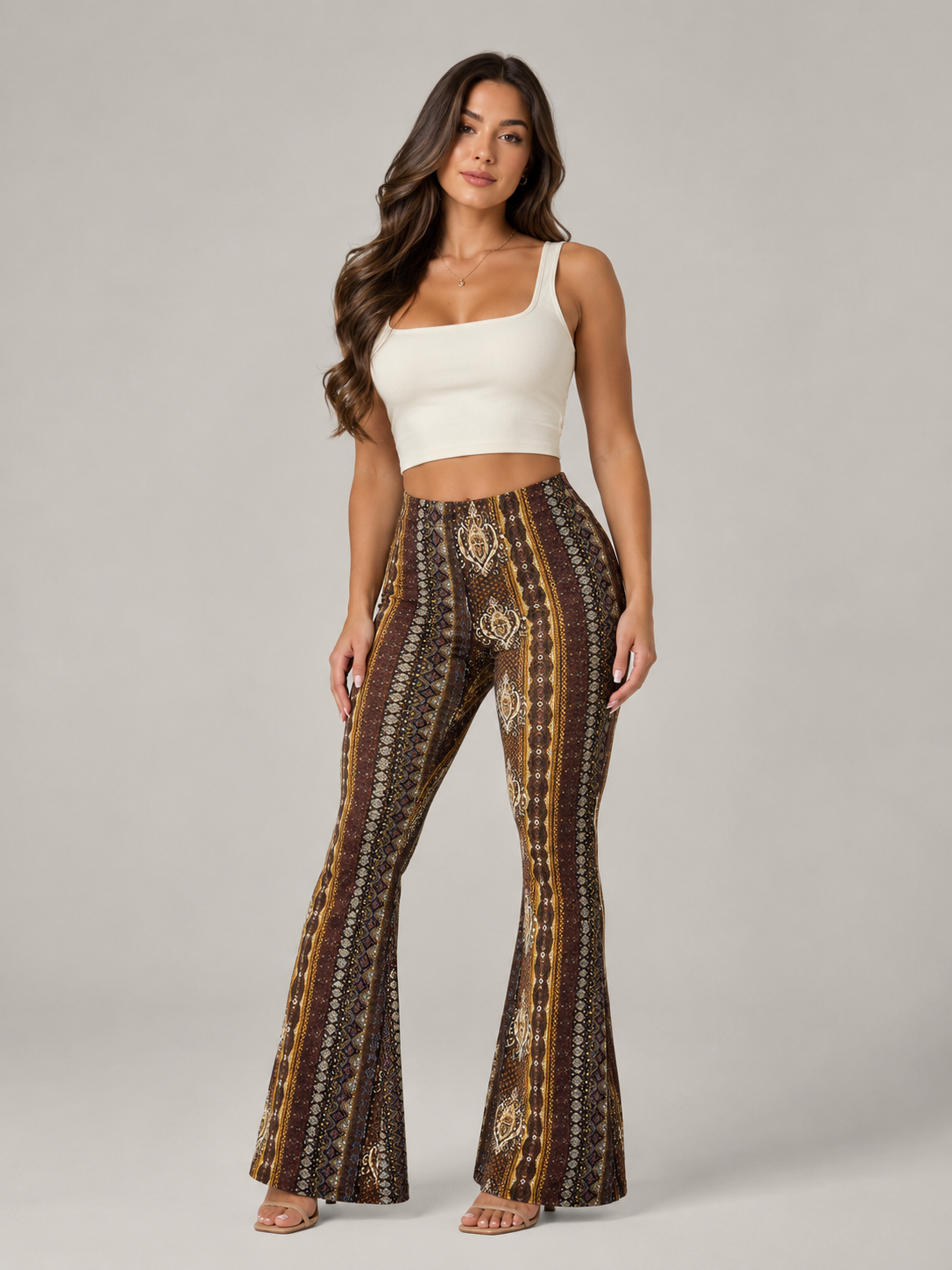 Printed Flared Low Waist Trousers for Women | Festival Evening Occasion Wear