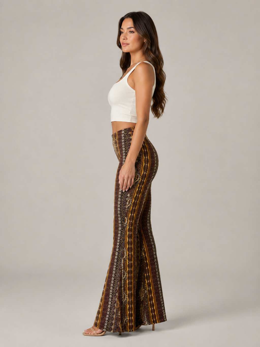 Printed Flared Low Waist Trousers for Women | Festival Evening Occasion Wear