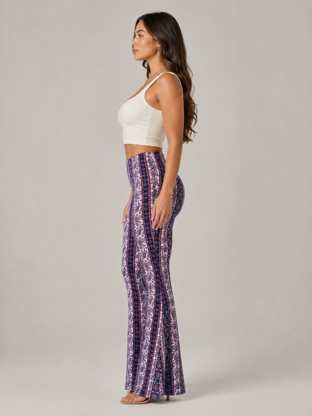 Printed Flared Low Waist Trousers for Women | Festival Evening Occasion Wear