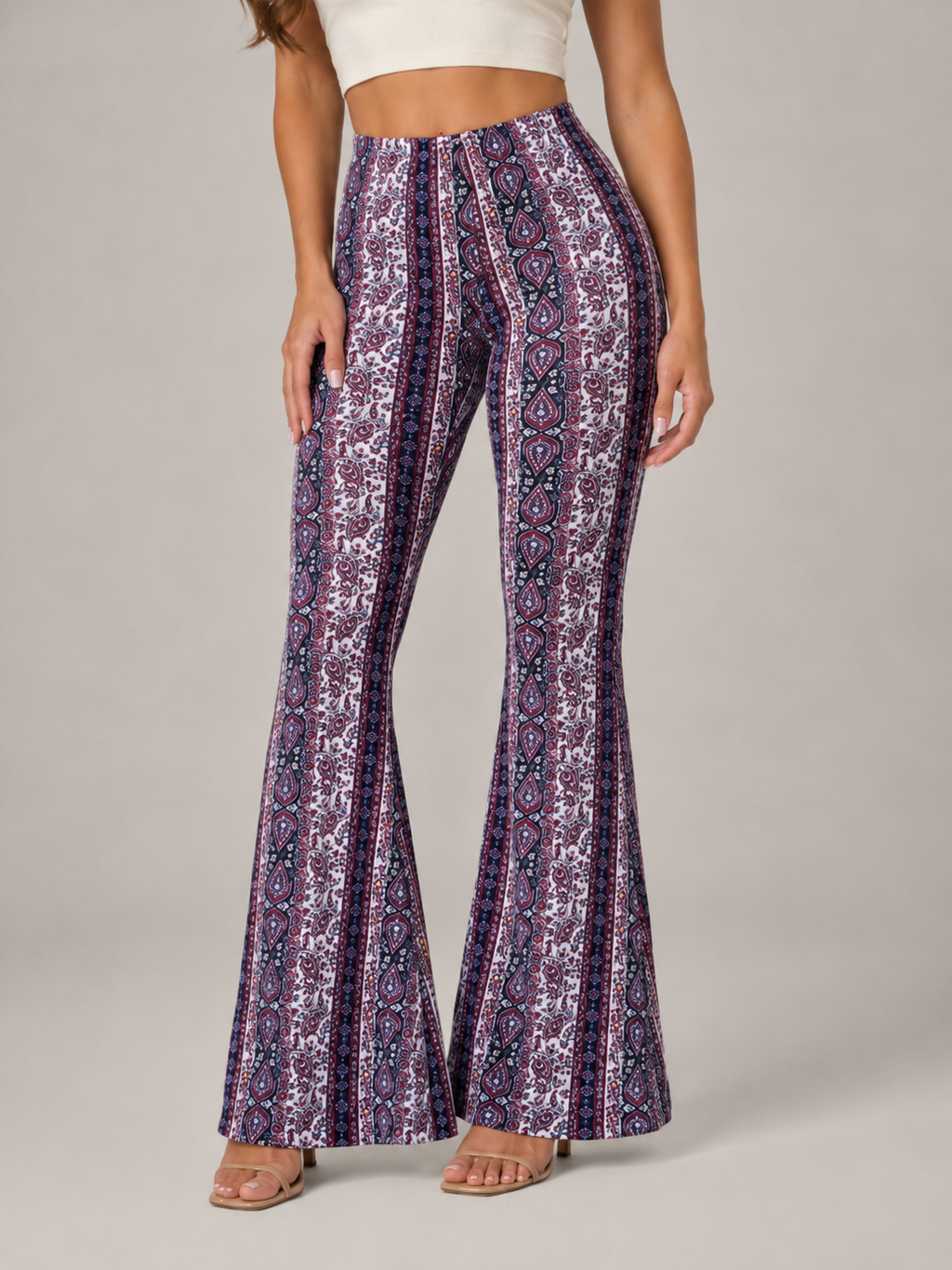 Printed Flared Low Waist Trousers for Women | Festival Evening Occasion Wear