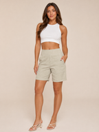High Waist Straight Leg Shorts with Pockets for Women | Summer
