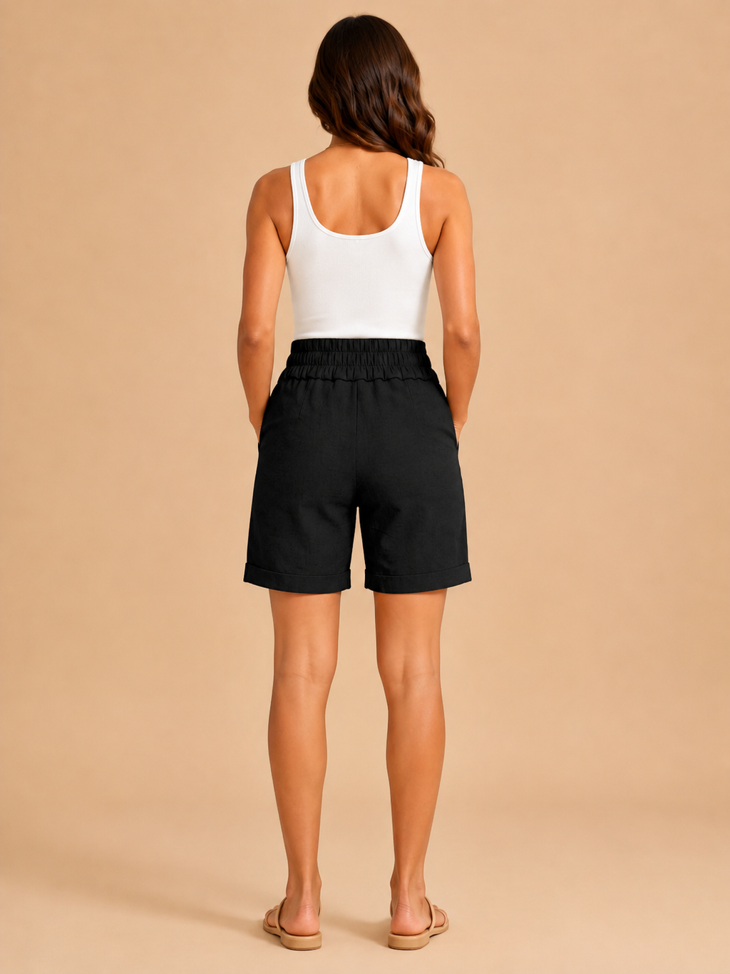 High Waist Straight Leg Shorts with Pockets for Women | Summer