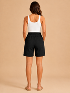 High Waist Straight Leg Shorts with Pockets for Women | Summer