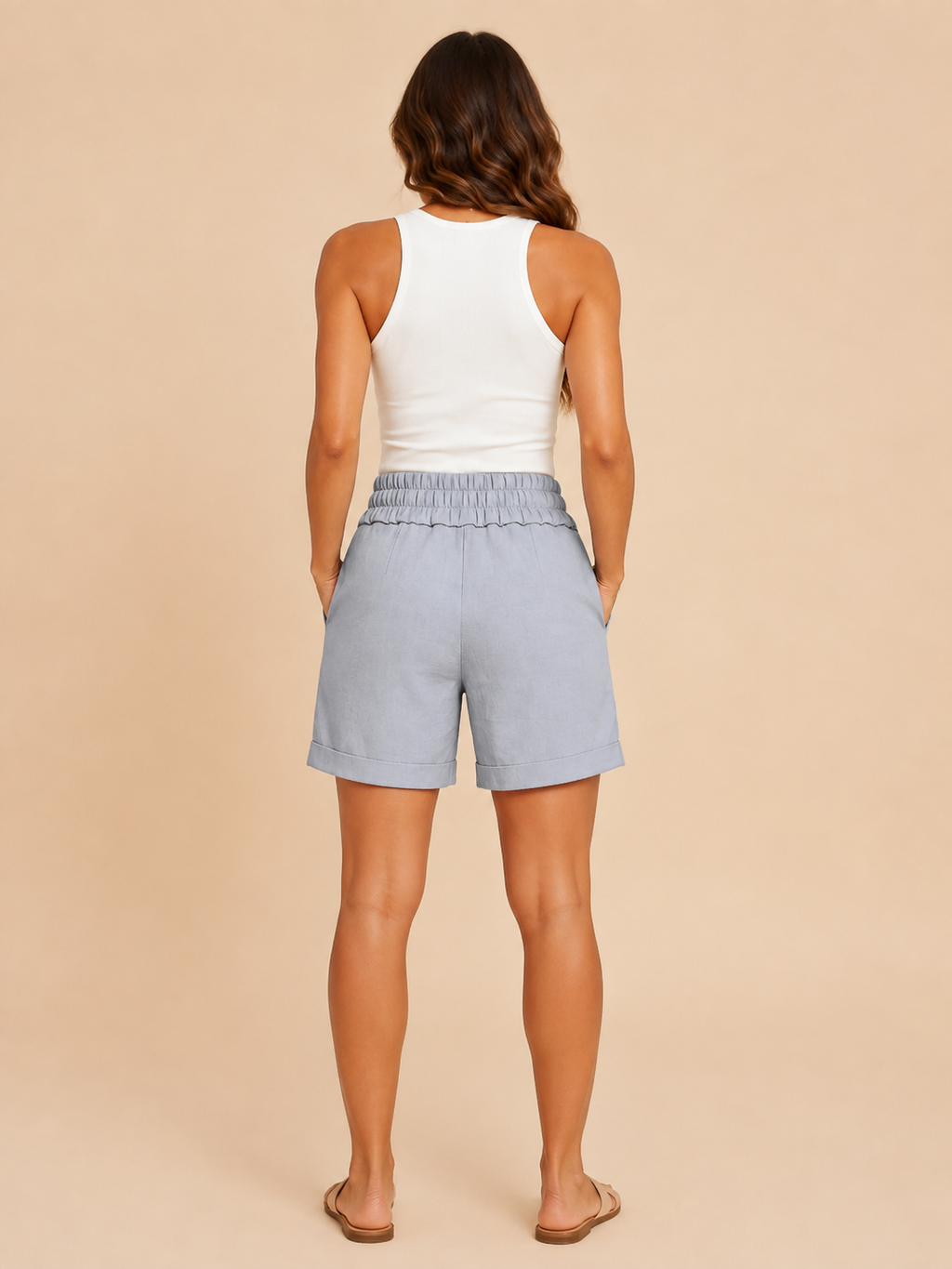 High Waist Straight Leg Shorts with Pockets for Women | Summer