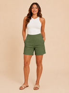 High Waist Straight Leg Shorts with Pockets for Women | Summer