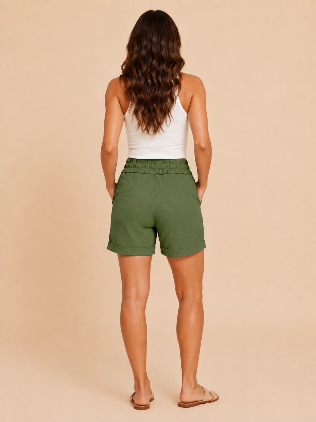 High Waist Straight Leg Shorts with Pockets for Women | Summer
