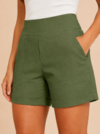 High Waist Straight Leg Shorts with Pockets for Women | Summer
