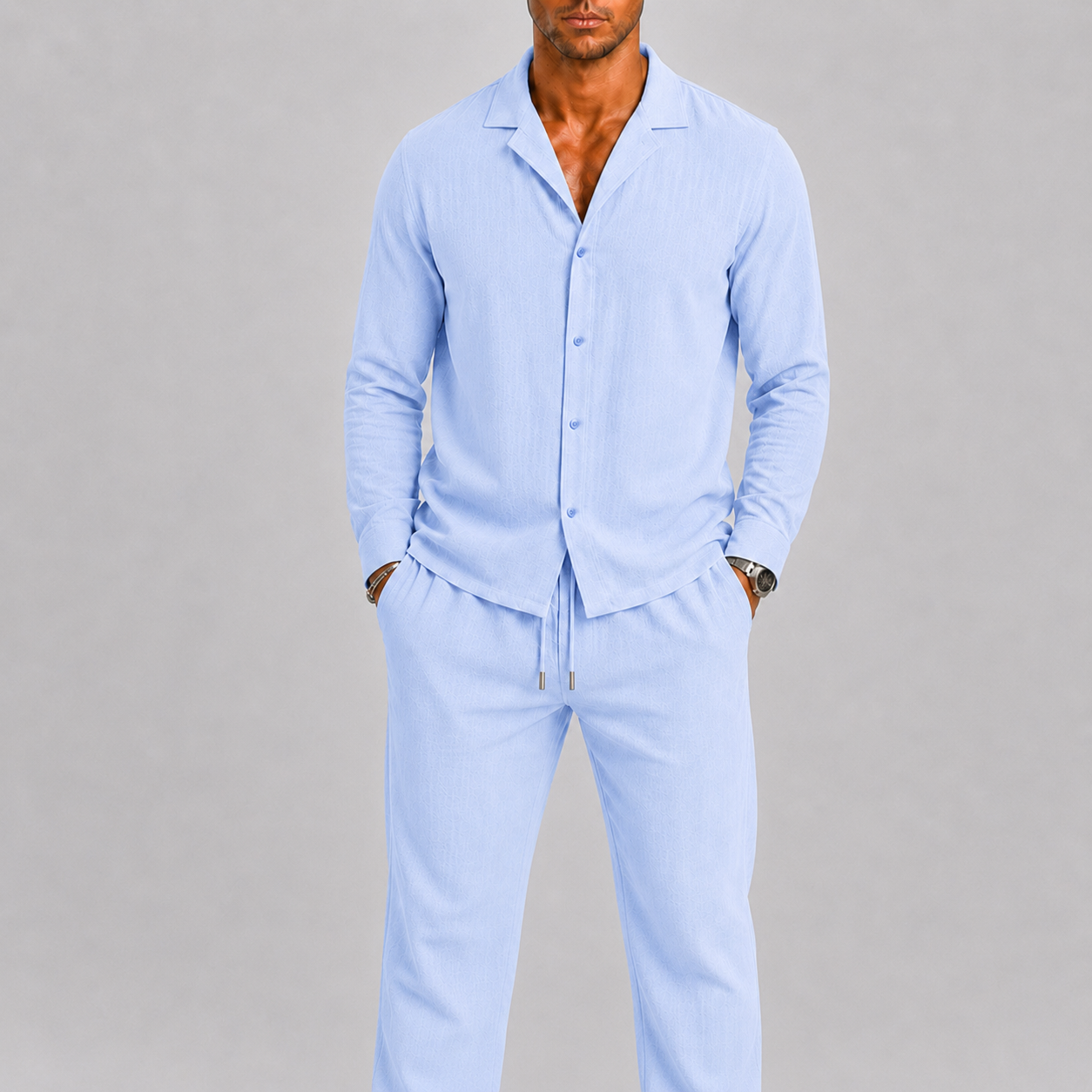 Linen Cuban Collar Co-ord Set for Men | Summer Two-Piece