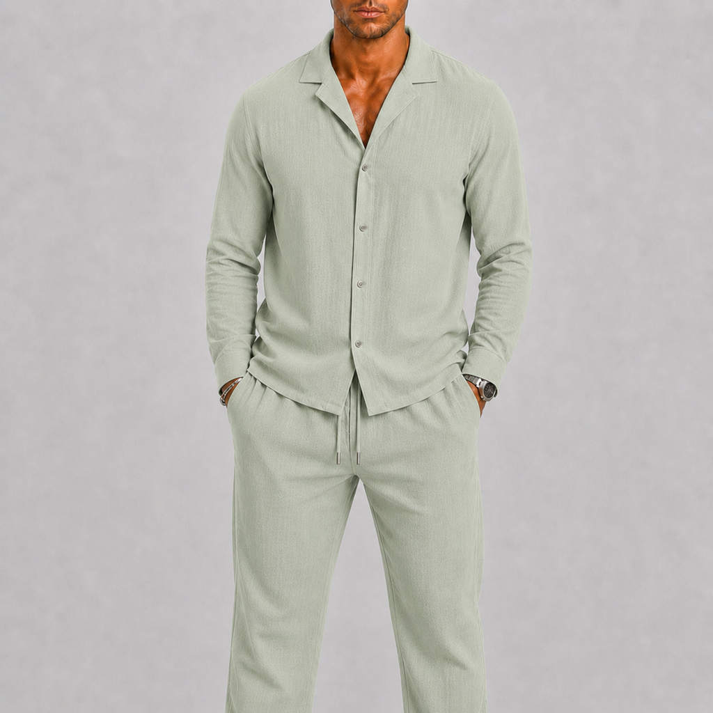 Linen Cuban Collar Co-ord Set for Men | Summer Two-Piece