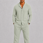 Linen Cuban Collar Co-ord Set for Men | Summer Two-Piece