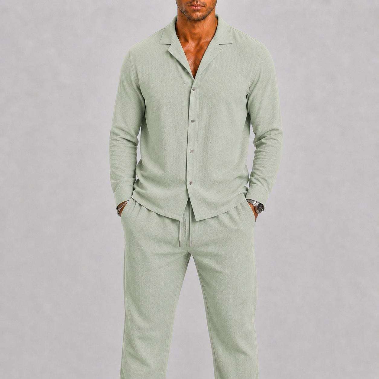 Linen Cuban Collar Co-ord Set for Men | Summer Two-Piece