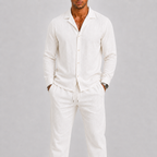 Linen Cuban Collar Co-ord Set for Men | Summer Two-Piece