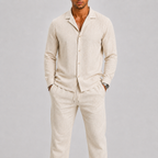 Linen Cuban Collar Co-ord Set for Men | Summer Two-Piece