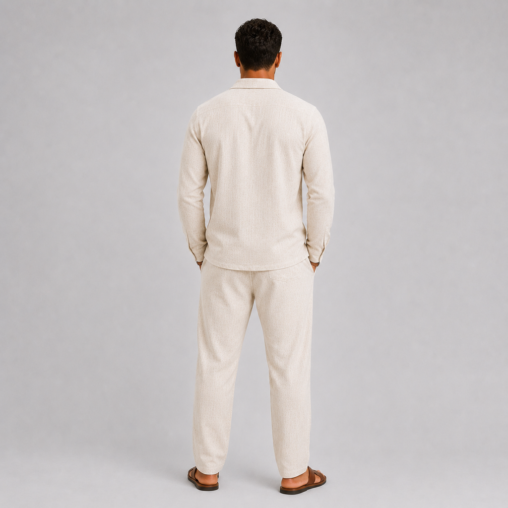 Linen Cuban Collar Co-ord Set for Men | Summer Two-Piece