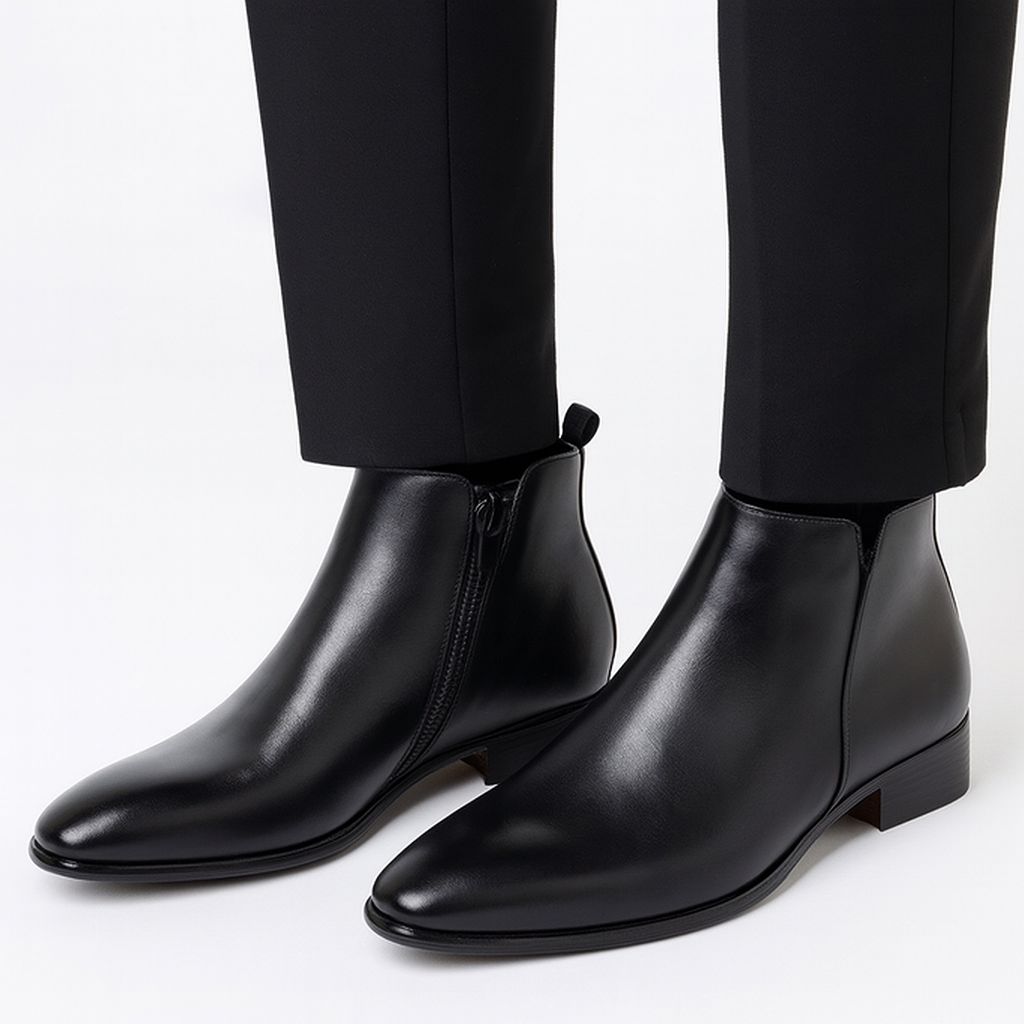 Men's Ankle Chelsea Boots with Side Zip Closure