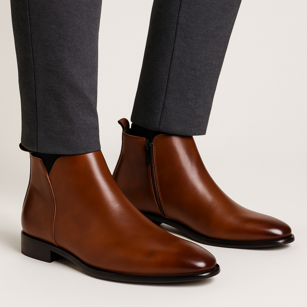 Men's Ankle Chelsea Boots with Side Zip Closure