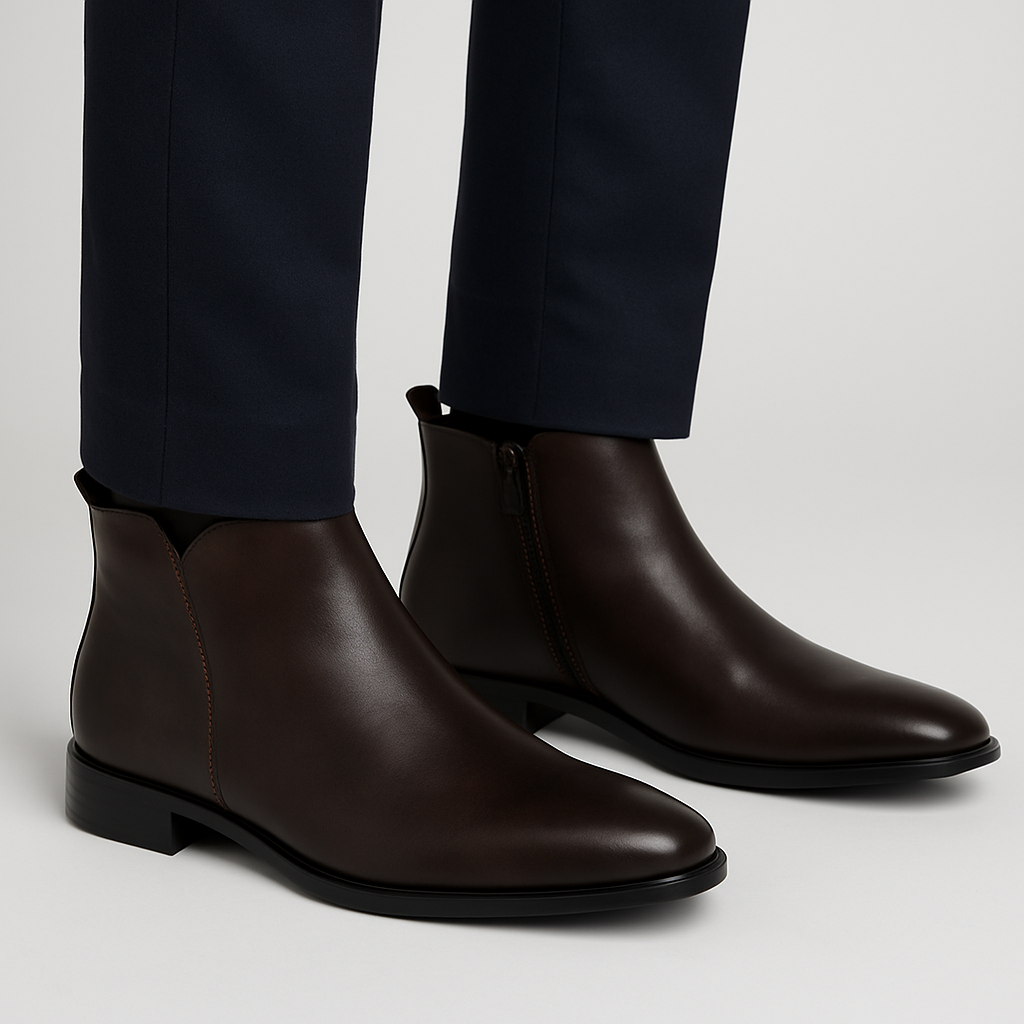 Men's Ankle Chelsea Boots with Side Zip Closure