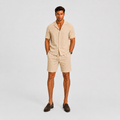 Linen Camp Collar Shirt and Shorts Set for Men | Summer