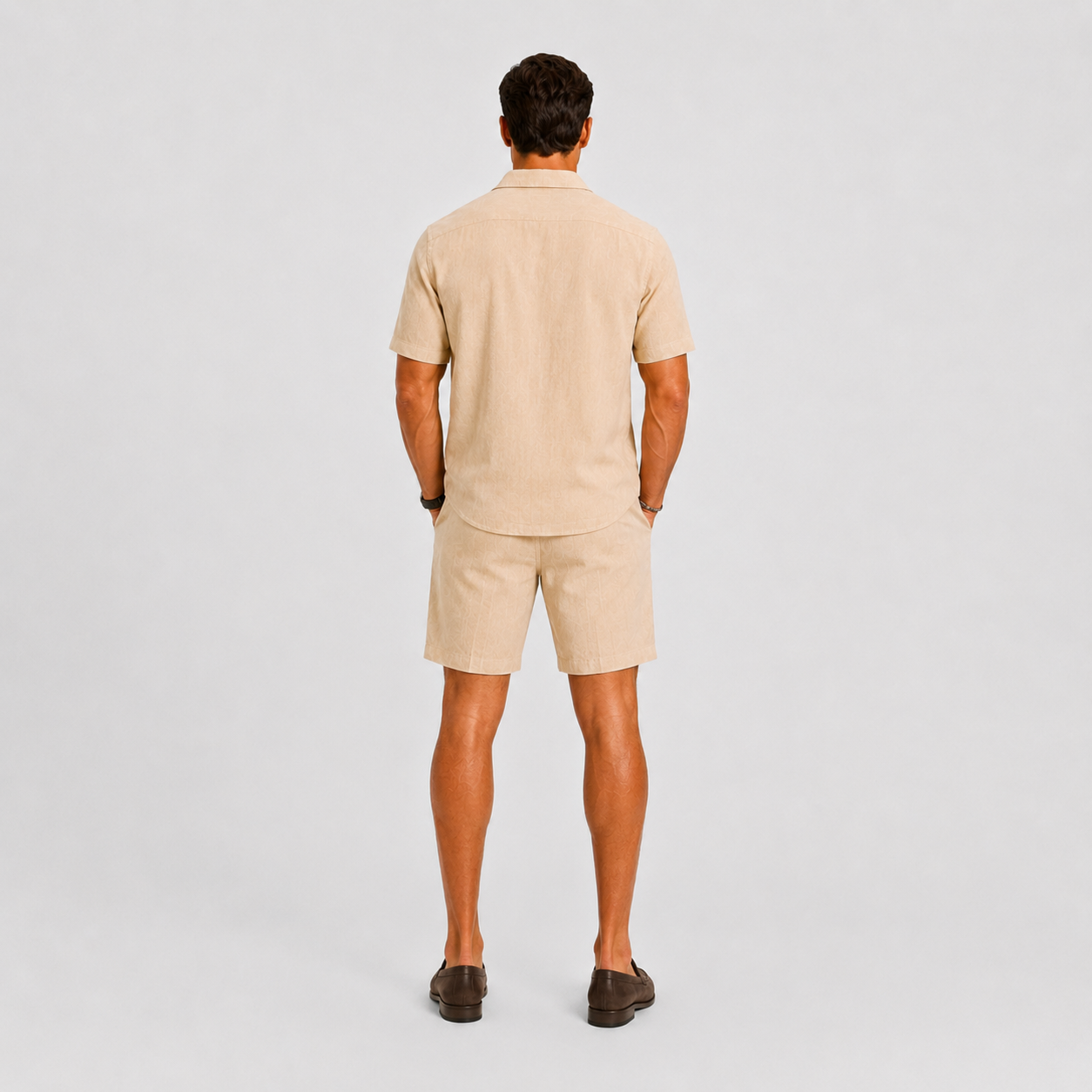 Linen Camp Collar Shirt and Shorts Set for Men | Summer