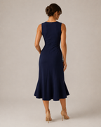 Asymmetric Sleeveless Midi Dress for Women | Wedding Guest Occasion
