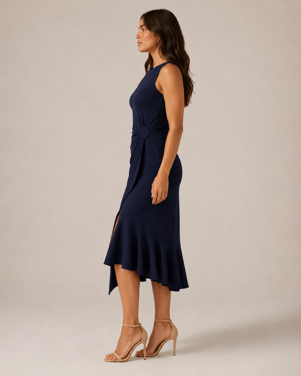 Asymmetric Sleeveless Midi Dress for Women | Wedding Guest Occasion