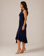 Asymmetric Sleeveless Midi Dress for Women | Wedding Guest Occasion