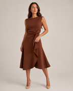 Asymmetric Sleeveless Midi Dress for Women | Wedding Guest Occasion
