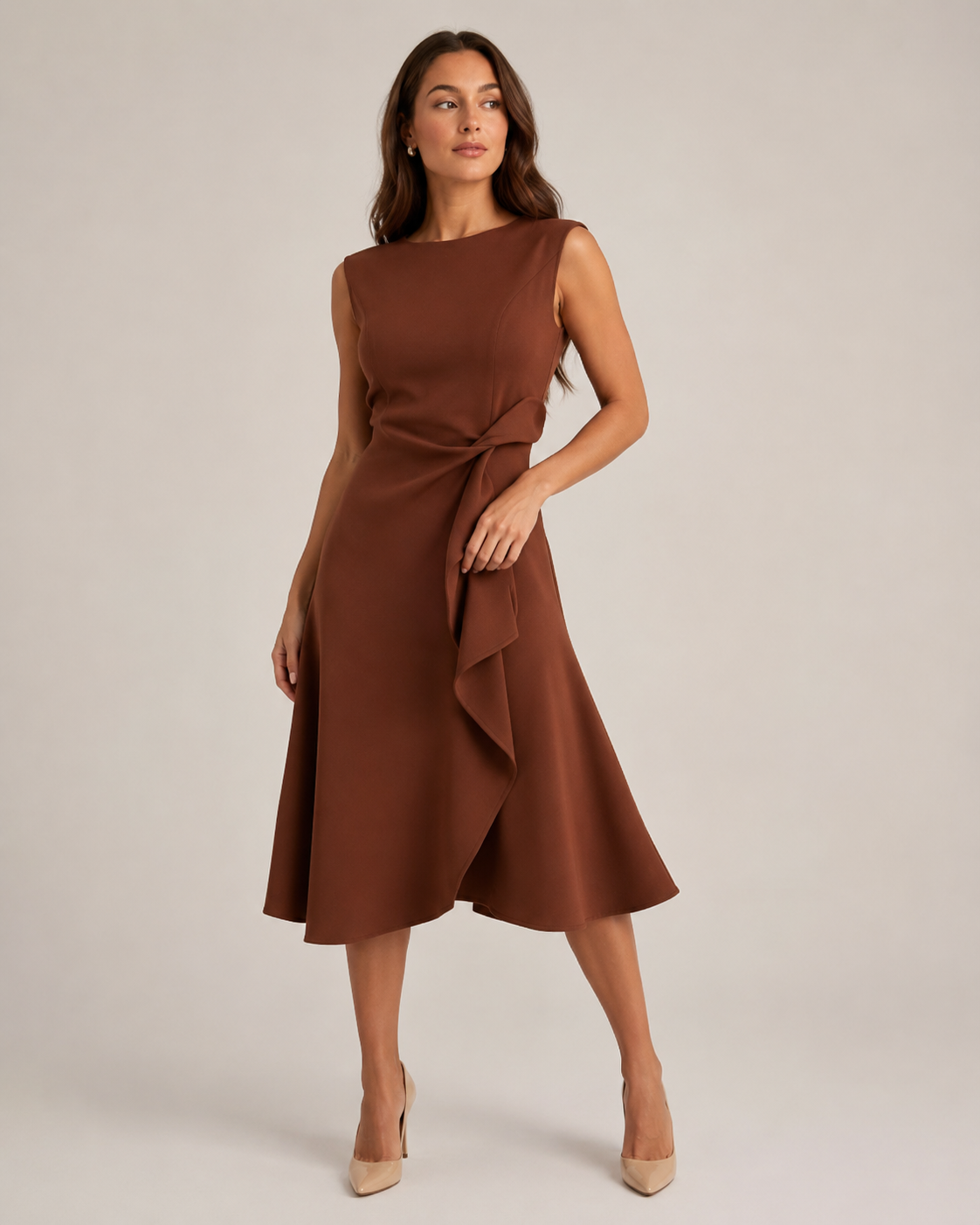 Asymmetric Sleeveless Midi Dress for Women | Wedding Guest Occasion