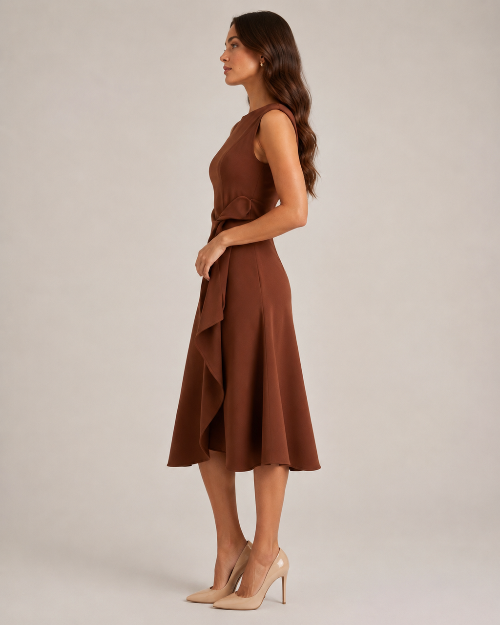 Asymmetric Sleeveless Midi Dress for Women | Wedding Guest Occasion