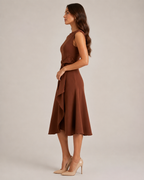 Asymmetric Sleeveless Midi Dress for Women | Wedding Guest Occasion
