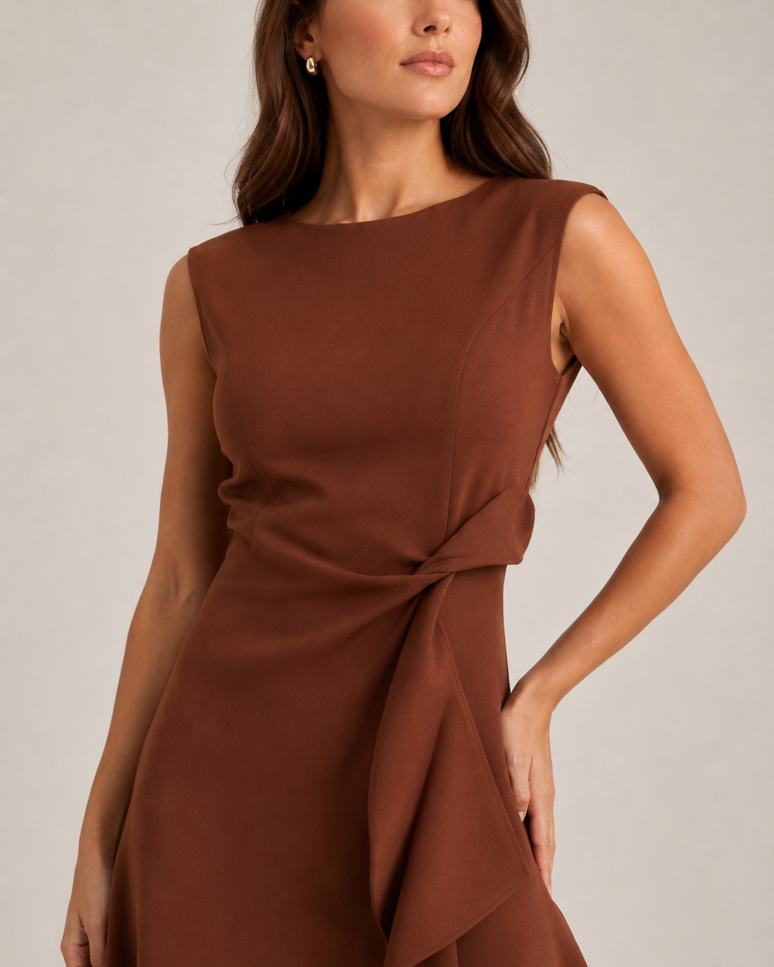Asymmetric Sleeveless Midi Dress for Women | Wedding Guest Occasion