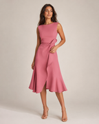 Asymmetric Sleeveless Midi Dress for Women | Wedding Guest Occasion