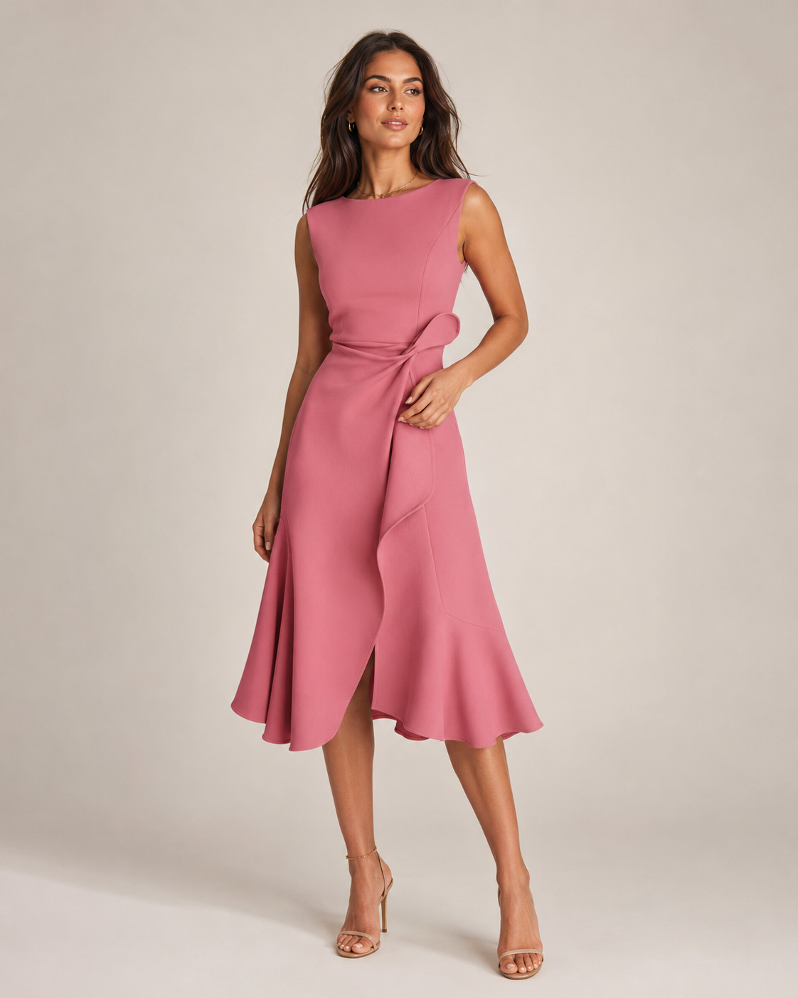 Asymmetric Sleeveless Midi Dress for Women | Wedding Guest Occasion