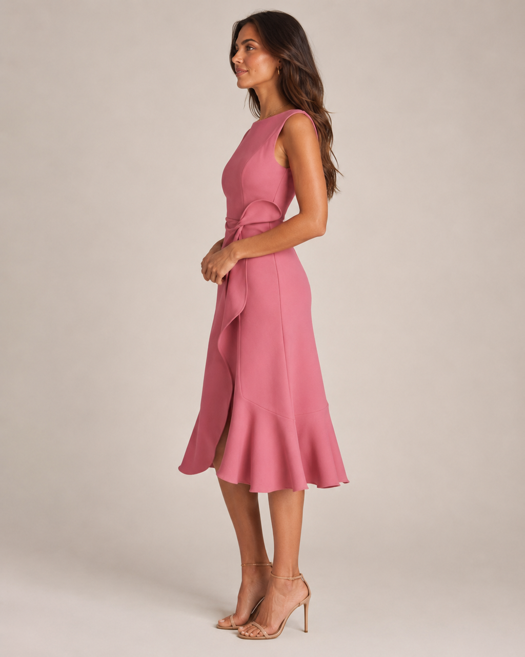 Asymmetric Sleeveless Midi Dress for Women | Wedding Guest Occasion