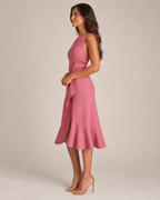 Asymmetric Sleeveless Midi Dress for Women | Wedding Guest Occasion